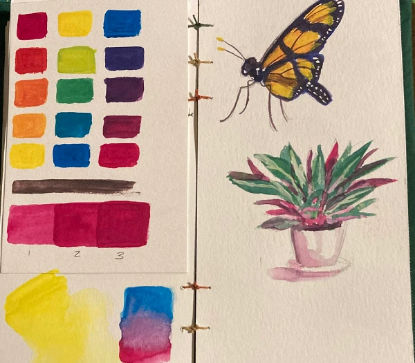 Dried gouache spread