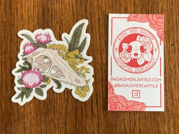 Velociraptor skull sticker from Bone and Dagger