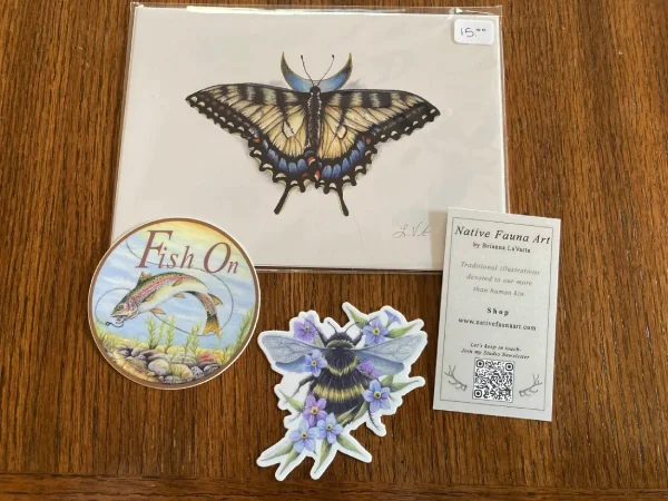 Stickers and a print from Native Fauna