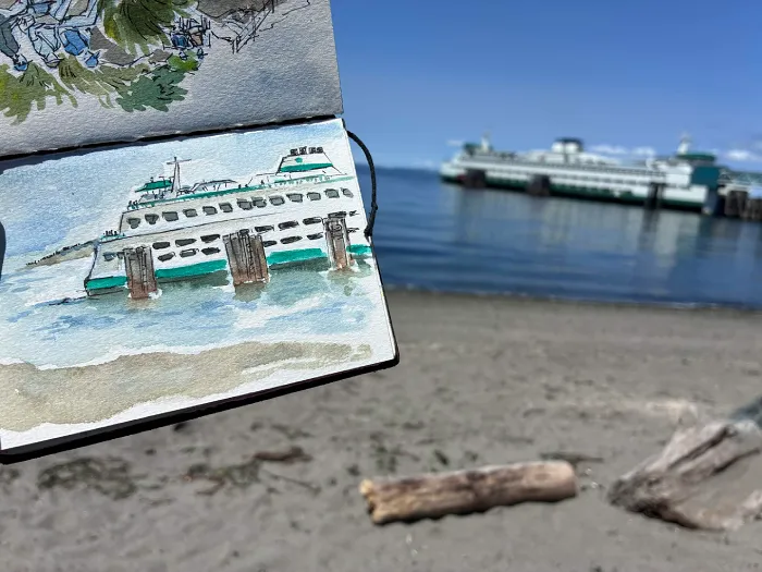 Painting of Edmonds ferry